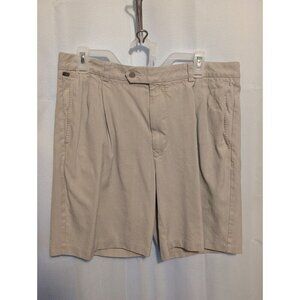 Vintage Tommy Bahama Men's Khaki Pleated Relaxed Fit Silk/Cotton Shorts Size 35